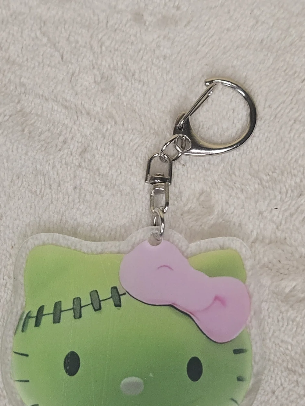 Hello Kitty Plastic Halloween Frankenstein Keychain